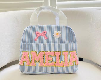 Lancheira personalizada para crianças – Lancheira térmica com nome personalizado, presente de volta às aulas, mochila escolar para meninos, lancheira fofa, lancheira escolar