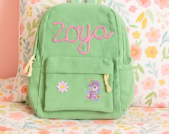 Custom Cordouroy Kids Backpack With Name | School Bag, Toddler Book Bag, Gift for kids, Christmas gift, Kids Backpack, holiday gift for kids