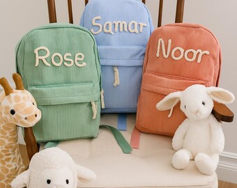 Custom Cordouroy Kids Backpack With Name | School Bag | Toddler Book Bag | School Bag for Kids | Gift for Kids | Kids Backpack