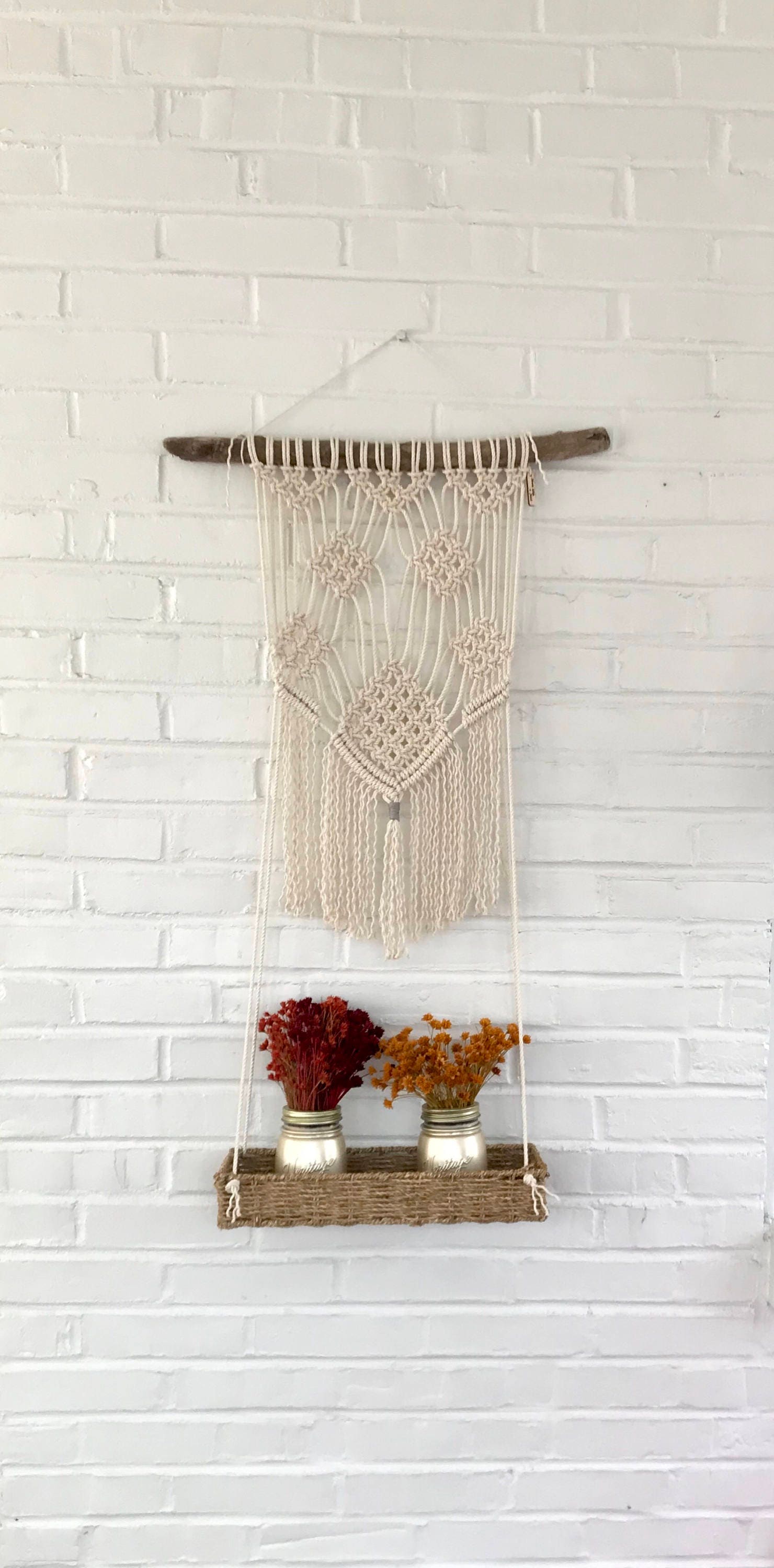 Macrame Hanging basket boho style with fringe modern macrame Etsy