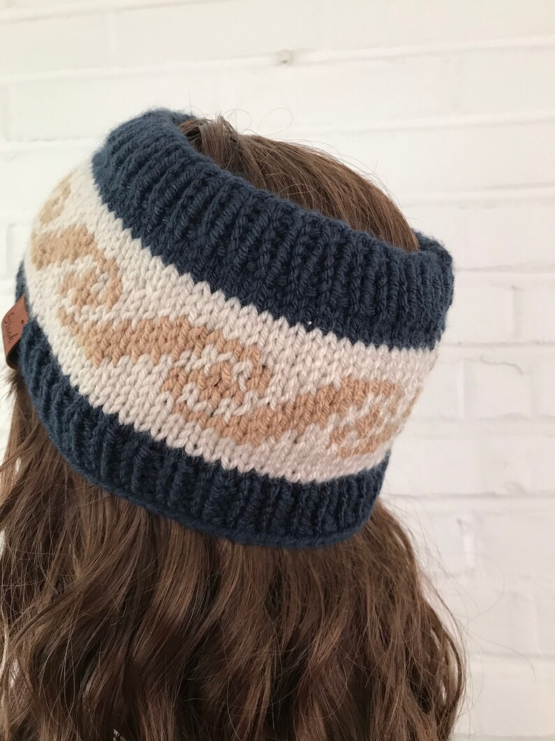Knit ear warmer fair isle headband winter hat knit earmuff Etsy