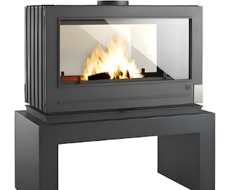 Estufa de leña de interior Invicta Aaron de doble cara, estilo moderno y contemporáneo (99.000 chimeneas).