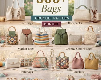 Mega Bundle con oltre 300 modelli di borse e marsupi all'uncinetto: stili boho, moderni e vintage, download immediato in PDF