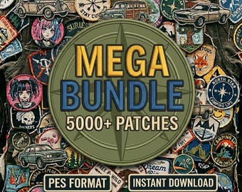 5.000 Mega Patch Embroidery Drawings: Mega Bundle - Formato PES (Download digitale)