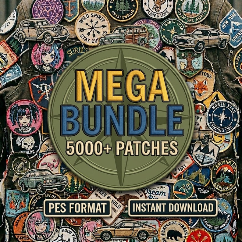 5.000 Mega Patch Embroidery Designs: Mega Bundle - PES Format (digital ...