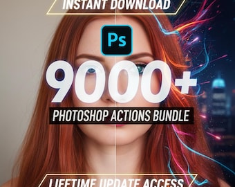 Premium Photoshop-Aktionen Bundle | 9.000+ Adobe Photoshop Effekte & Filter | Grafikdesign-Toolkit | Sofort Download