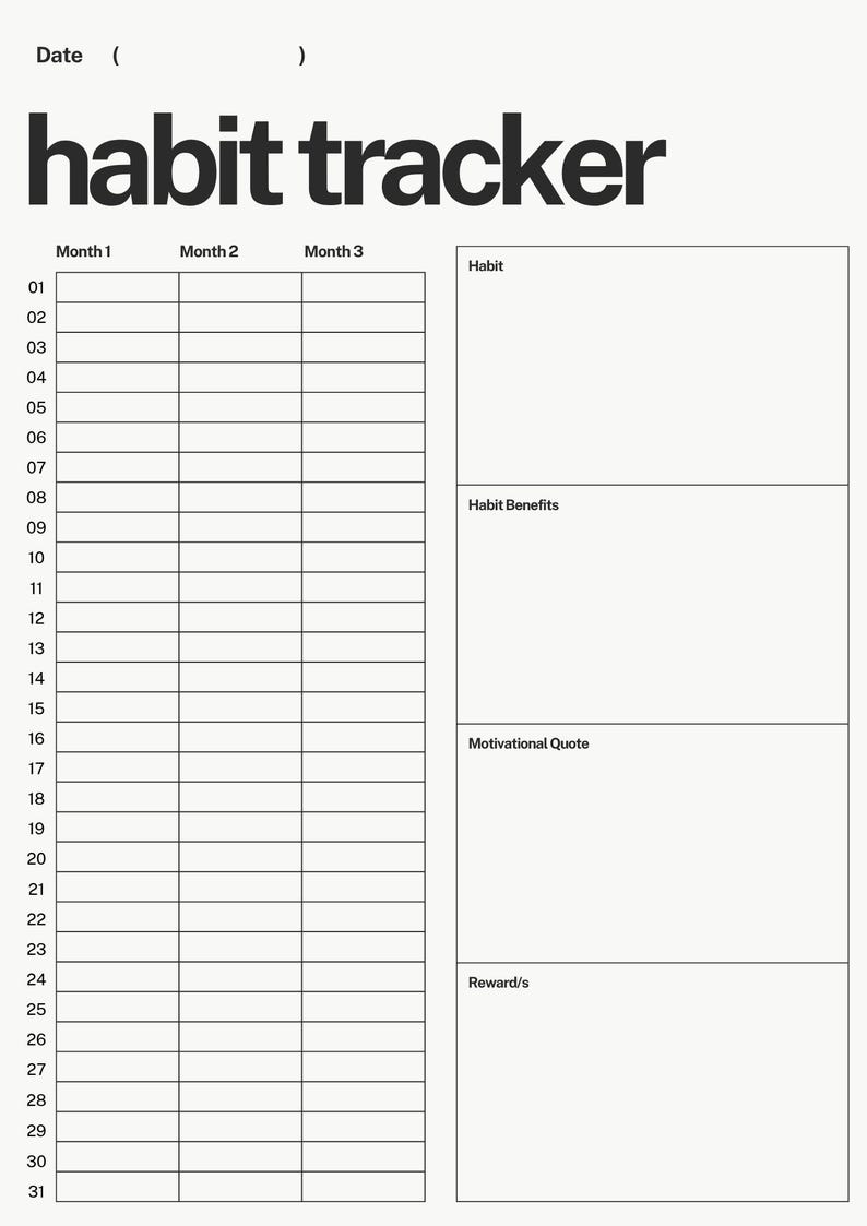 Minimalist Habit Tracker Printable | Daily Weekly Routine Planner (A4 ...