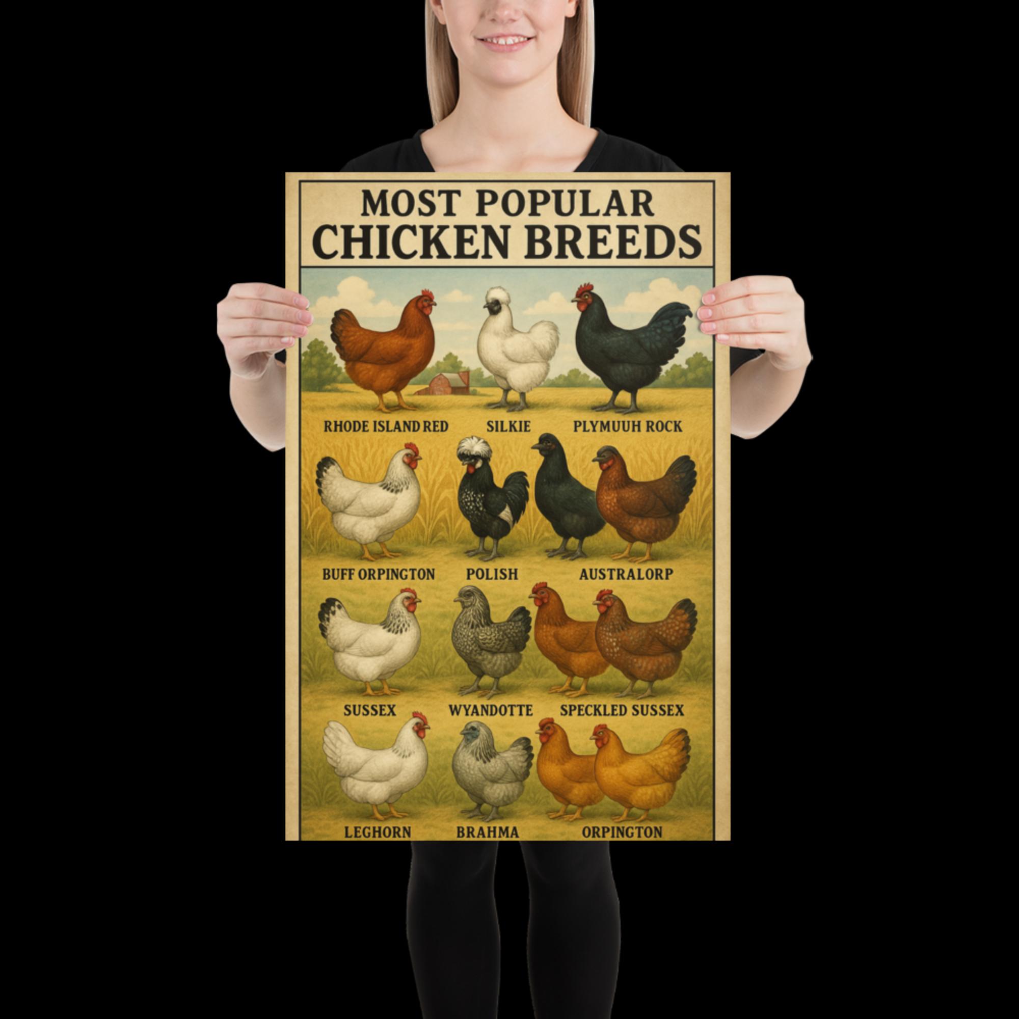 Chicken Breed Poster - Chicken Wall Art - Chicken Decor - Chicken Farm ...