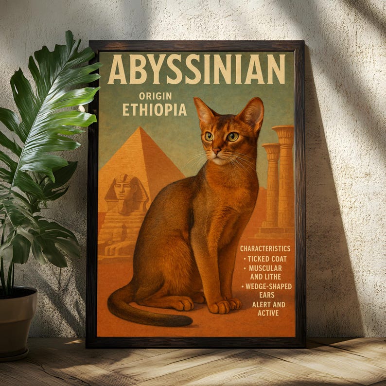 Abyssinian Cat Poster - Cat Poster - Abyssinian Cat - Cat Wall Art ...