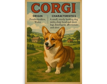 Corgi Wall Art Poster - Corgi Dog Poster - Corgi Lover - Cadeau voor hondenbezitters - Hondenliefhebbers - Dog Wall Art Poster - Huisdiercadeau - Huisdierposter -