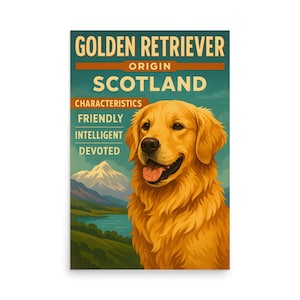 Póster de Golden Retriever - Decoración de Golden Retriever - Raza de perro - Regalo para perros - Arte mural para perros - Regalo para mascotas - Póster de mascotas - Arte para mascotas - Arte canino
