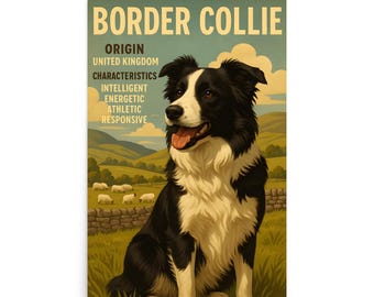 Póster de Border Collie - Arte canino - Póster de Border Collie - Regalo para dueños de perros - Decoración canina - Arte mural canino
