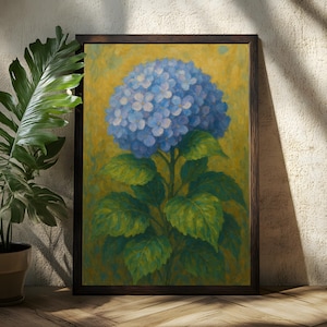 Hortensie Blumen Ölgemälde Poster - Blumen Poster - Blumen Wandkunst - Blumen Liebhaber - Blumen Poster Geschenk - Hortensie Wandkunst und Dekor