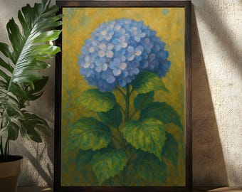 Hydrangea Flower Oil Painting Poster - Flower Poster - Flower Wall Art - Flower Lover - Flower Poster Gift - Hydrangea Wall Art and Decor