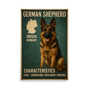 German Shepherd Wall Art Poster - German Shepherd Art Decor - Dog Lover - Dog Gift - Dog Poster - Pet Poster - Pet Gift - Dog Wall Decor -