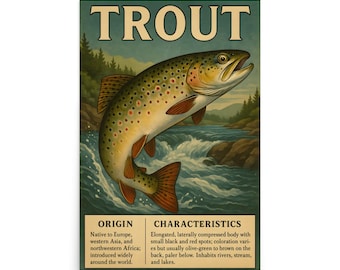 Trout Poster - Fishing Poster - Trout Fishing Poster - Fishing Trout - Trout Wall Art - Trout Wall Decor - Trout Fish - Fishing Wall Art -