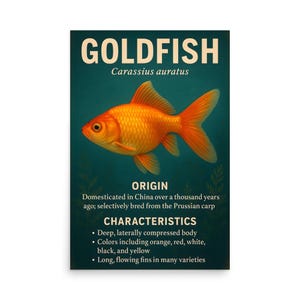 Goldfish Poster - Gold Fish Wall Art - Carp Fish - Pet Fish Art - Gift For Fish Owners - Goldfish Wall Decor - Fish Lover Gift - Fishing -