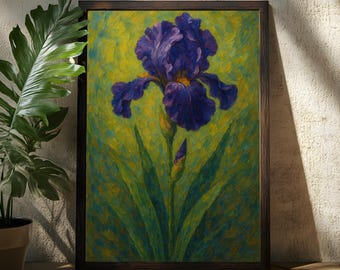 Iris Flower Oil Painting Poster - Flower Lover - Flower Gift - Iris Wall Art - Iris Flower Lover - Iris Wall Decor - Iris Poster Gift - Iris