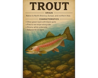 Trout wall Art Poster - Fishing Poster - Trout Poster - Gift for Fishers