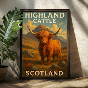 Highlands Cattle Art Poster - Cattle Art Decor - Cow Art Poster - Cow Breeds - Animal Wall Art - Farmer Art - Farmer Poster - Cowboy Poster