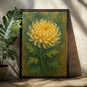 Chrysanthemum Oil Painting Poster - Chrysanthemum Wall Art - Chrysanthemum Wall Decor - Flower Lover - Flower Gift - Flower Wall Art & decor