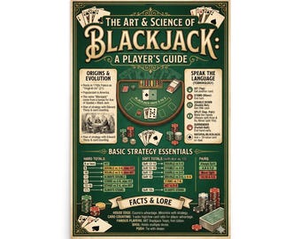 Casino Blackjack-affisch - Blackjack-väggkonst - Spelaffisch - Casinoaffisch - Casinobordsspel - Blackjack-älskare - Casinoberoende -
