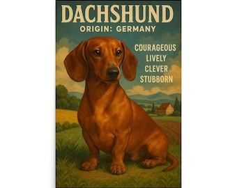 Poster d'art mural teckel - chien Weiner - poster chien - poster chien teckel - cadeau pour les amoureux des chiens - poster animal de compagnie - art animalier - art mural chien