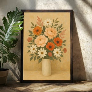 Vintage Blumenvase Poster - Blumen Poster - Blumenmalerei - Blumenzeichnung - Blumengeschenk - Blumen Poster Dekor - Wandkunst - Blumenliebhaber