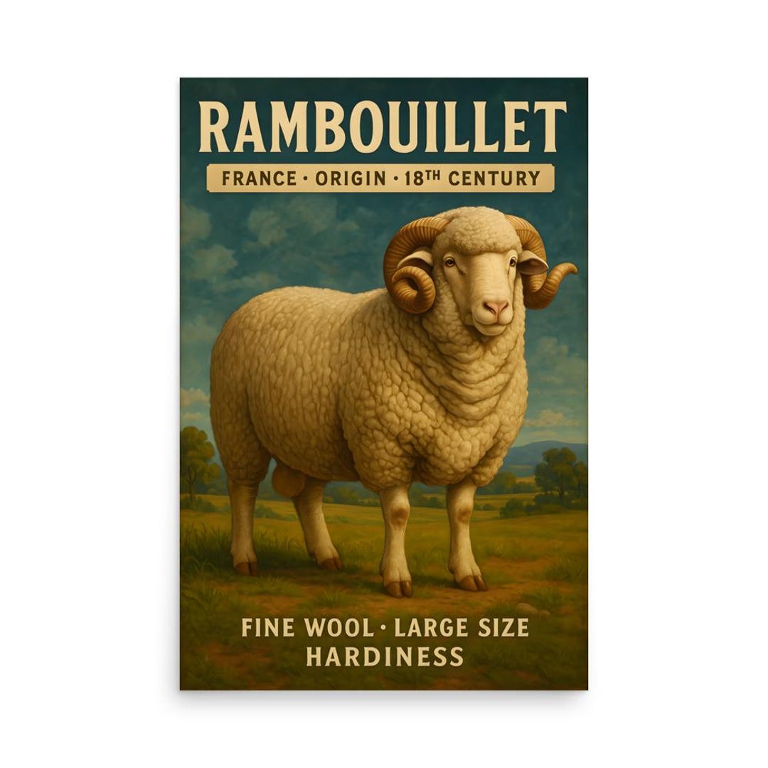 Póster de ovejas de Rambouillet - Razas de ovejas - Regalo para ...