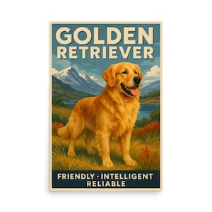 Póster de pared de Golden Retriever - Decoración de Golden Retriever - Raza de perro - Póster de perro - Regalo para perros - Regalo para amantes de los perros - Póster de mascotas - Arte canino - Deco