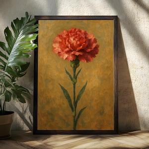 Peinture à l'huile d'oeillet, affiche de fleurs - oeuvre d'art murale oeillet - décoration murale oeillet - cadeau oeillet - oeuvre d'art florale - affiche de fleurs - fleur