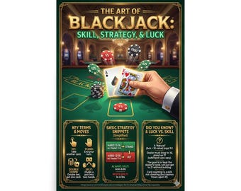 Blackjack Casino Poster - Spelposter - Blackjack Väggkonst - Man Cave Poster - Gåva för spelare
