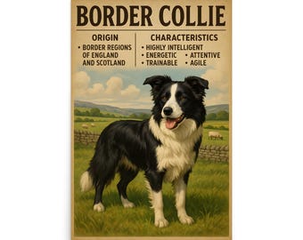 Póster de Border Collie - Póster de Border Collie - Póster de Border Collie - Arte canino - Regalo para dueños de perros - Decoración de pared para perros