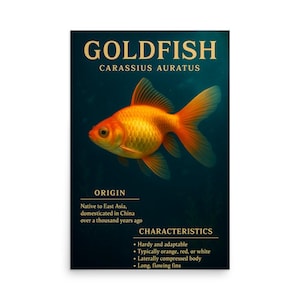 Goldfish Poster - Goldfish Wall Art Poster - Goldfish Wall Decor - Fish Art - Fish Poster - Fish Pet - Fish Decor - Gift For Goldfish Owners