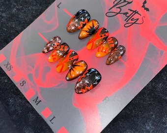 My Hero Academia press on nails Bakugo Orange