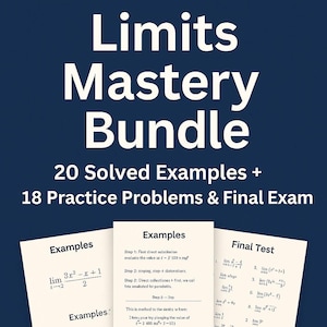 Peut inclure: Un téléchargement numérique bleu et blanc pour un pack de maîtrise des limites. Le pack comprend 20 exemples résolus, 18 problèmes pratiques et un examen final. Il comprend également un guide d'étude et des corrigés.