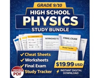 Pacote de Estudos de Física para o Ensino Médio (9º/10º ano) | Resumos, Folhas de Exercícios, Prova Final e Planilha de Acompanhamento de Estudos | PDF para Impressão