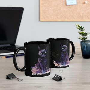 Whimsical Cat Mug with Space Design, Cozy Coffee Cup for Cat Lovers, Cute Gift for Birthdays, Holidays, Home Decor, Cat-Themed Drinkware