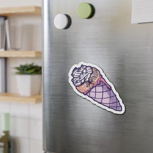 Funny Ice Cream Die-Cut Magnet, Not Vanilla Kitchen Decor, Refrigerator Sticker, Gift for Ice Cream Lovers, Quirky Home Accent