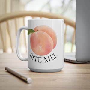 Peachy Ceramic Coffee Mug: Whimsical Kitchen Decor, Gift for Fruit Lovers