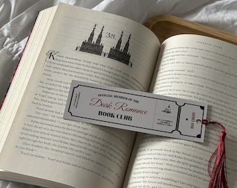 Dark Romance Book Club Ticket Bookmark with Tassel