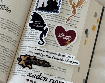 Fourth Wing Inspired Stickers: Xaden, Violet, Tairn - Waterproof Vinyl Bookish Stickers