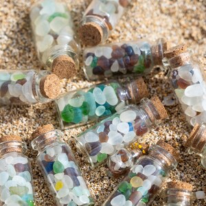 Assorted Sea Glass and Shell Mini Bottle – Mystery Coastal Decor – Handmade Beach Gift from Hawaii