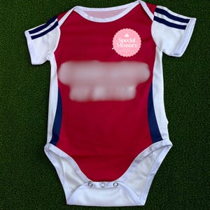 Personalized Red & White Cannon Baby Football Bodysuit