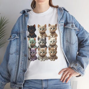 Cute Cat Graphic Tee, Perfect for Cat Lovers, Gift for Birthdays, Home Wear, Nine kittens, Casual Style, Animal T-Shirt, Pet Lovers Tee