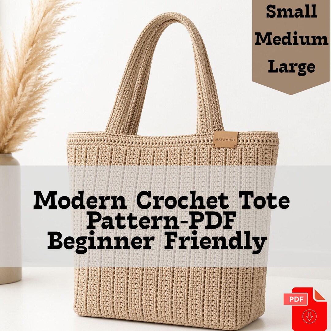 Modern Crochet Tote Bag Pattern | Vertical Ribbed, Structured, Beginner ...