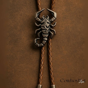Handcrafted Scorpion Bolo Tie for Men Braided Leather Cord Necktie Accessories Western Men&#39;s Necklace Cowboy Necktie Gift For Men or Dad