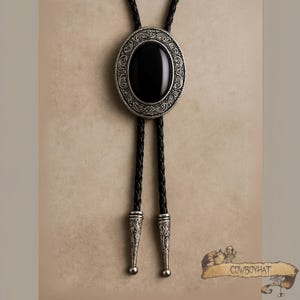 Southwestern Black Stone Bolo Tie for Men Western Vintage Bolo Ties  Leather Necktie Accessories Western Gifts for Him Wedding Gift