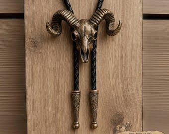 Ram schedel Bolo stropdas voor mannen Gothic western ketting lederen stropdas accessoires cowboy rodeo statement sieraden jubileum cadeau voor mannen