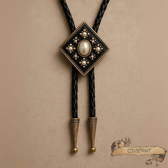 Pearl Bolo Tie for Men and Women Vintage Western Bolo Ties  display picture 1